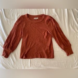Madewell coral puff sleeve long sleeve shirt XXS